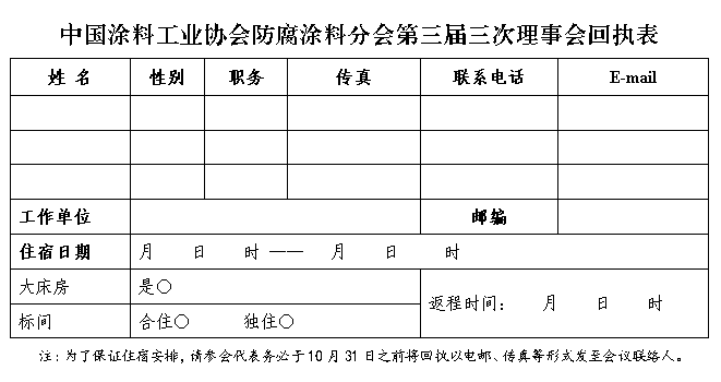 參會(huì)回執(zhí)表